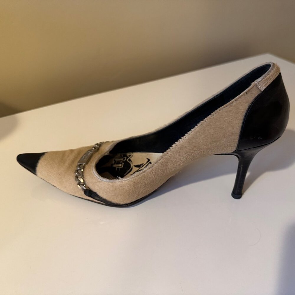 BEAUTIFUL PONY HAIR AND LEATHER ITALIAN CHRISTIAN LACRIOX HEELS